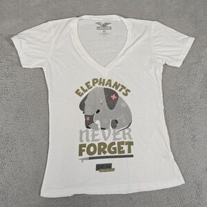 Control Shirt Womens XL White Elephants Never Forget Peta2 Animal Rights Tee